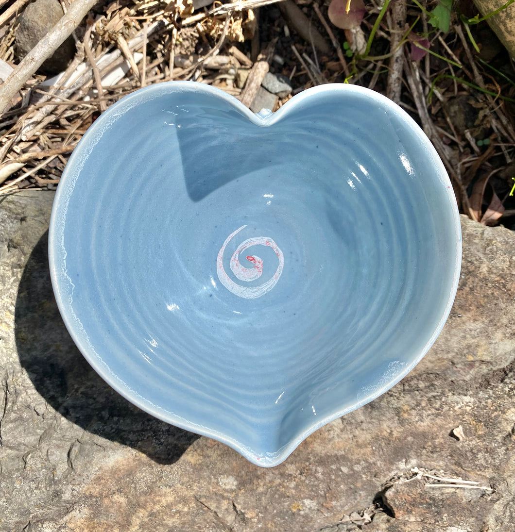 Blue swirl heart bowl large